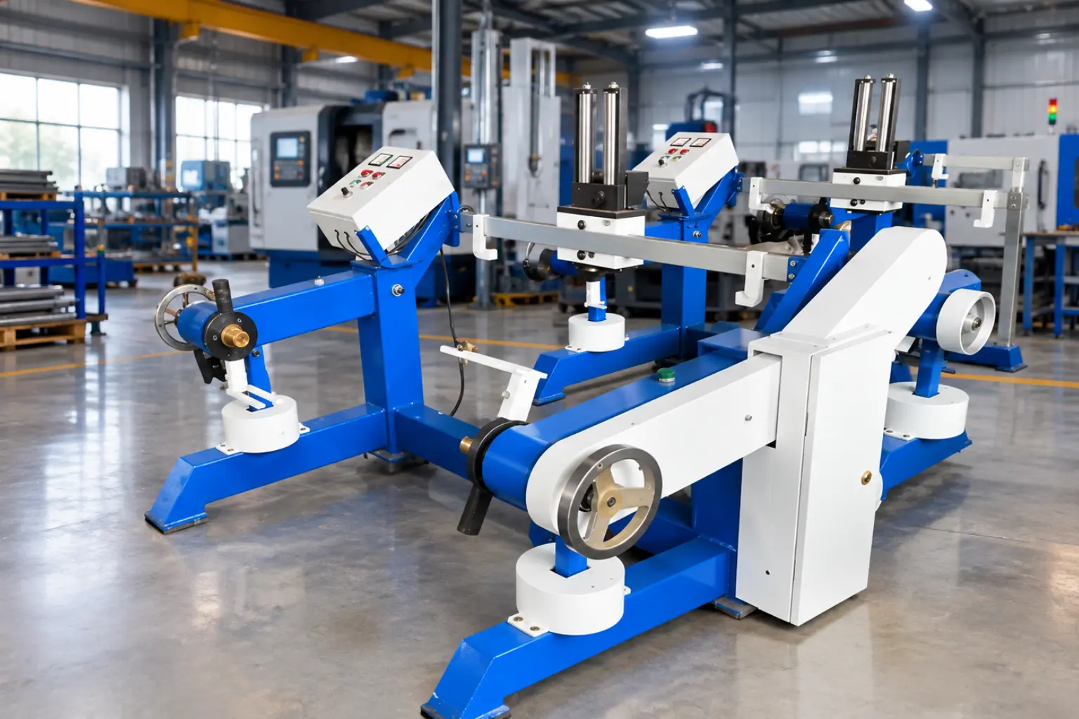 Blue Industrial Roller Fixture in Modern Factory (1)
