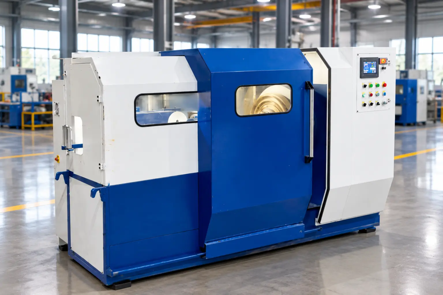 Blue Industrial Roller Fixture in Modern Factory (2)
