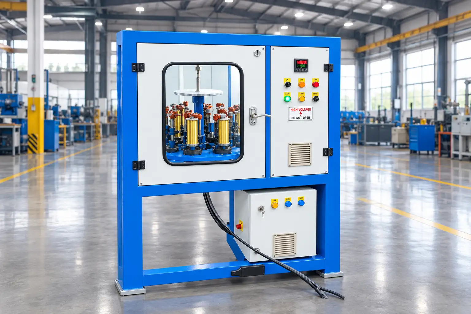 Blue Industrial Roller Fixture in Modern Factory (3)